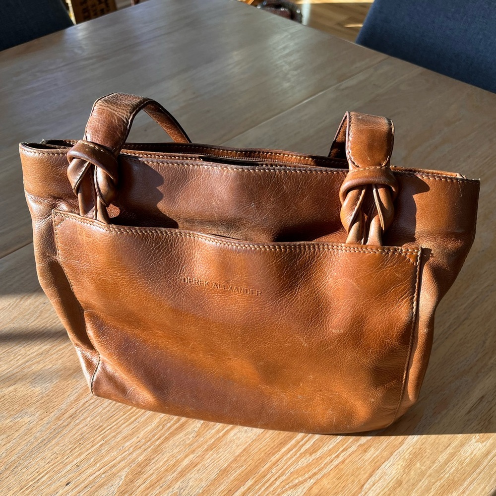 Tan leather large shoulder bag